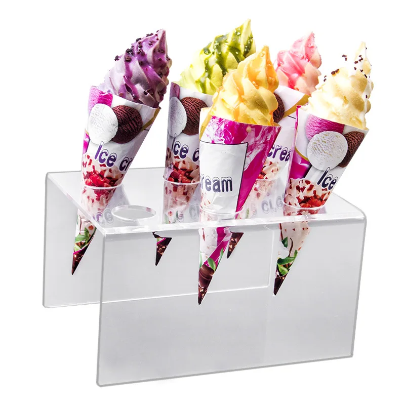 Acrylic Cone Holder 8 Holes Ice Cream Cone Holder for Cone  Roll Appetizer Dessert images - 6