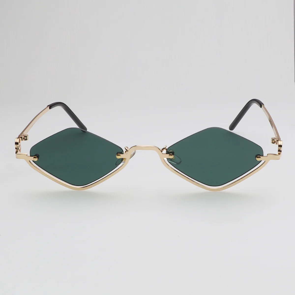 Mode Vintage kleine polygonale Sonnenbrille Frauen neue Marke Metall Halb rahmen elegante Sonnenbrille Damen y2k sexy Cat Eye Shades – Detail 23