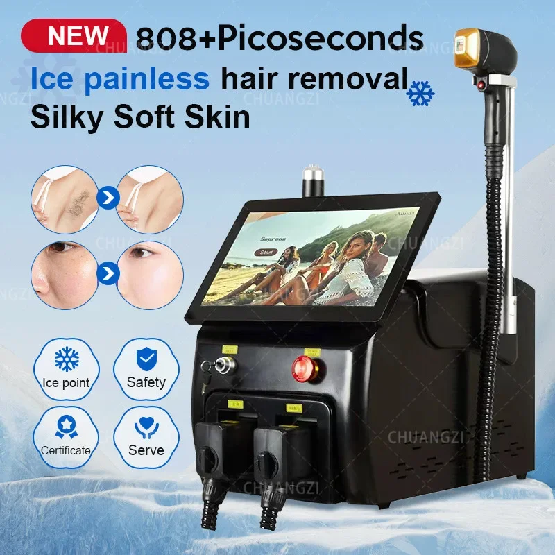 

Free Shipping 2024 Hot Sale 2 In 1 Picosecond Laser Tattoo Removal Machine 2000w Diode Laser 808 755 1064 Hair Removal Equipment