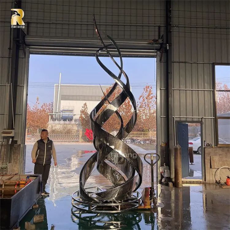 עיצוב מותאם אישית עיצוב מודרני פסל מזרקה מפלדת אל-חלד למכירה