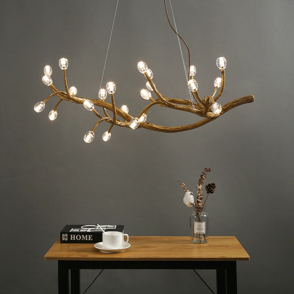 木の枝の形をしたクリスタルの吊り下げ式LEDシーリングライト