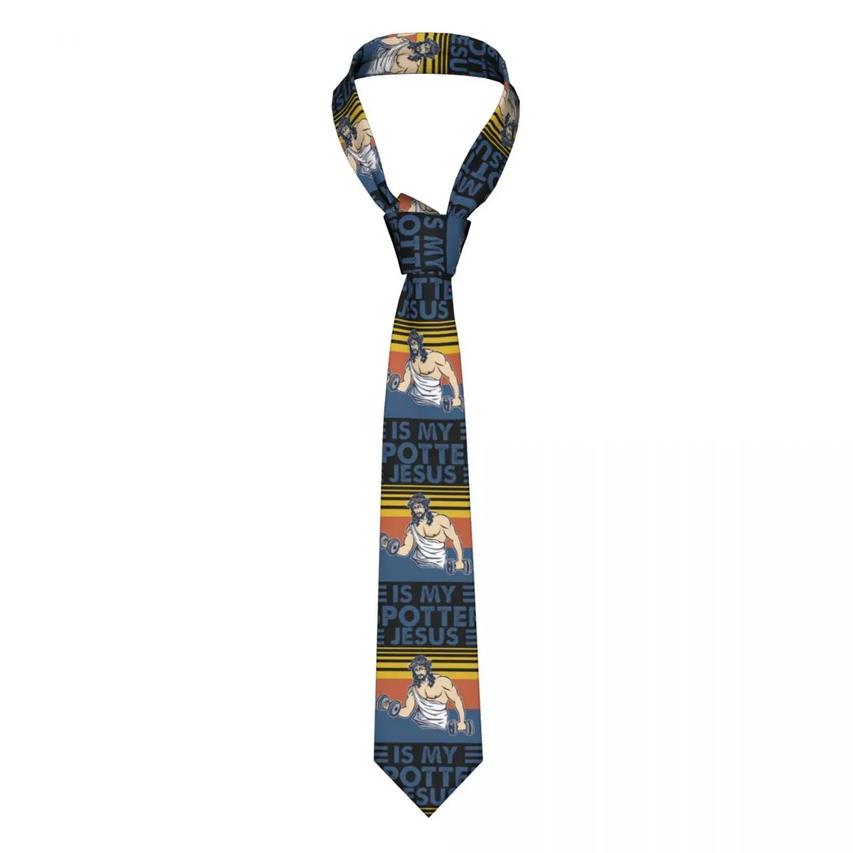 

Jesus Is My Spotter Gym Necktie Men Women Silk Polyester 8 cm Classic Workout God Christian Neck Tie Daily Gravatas Wedding Gift