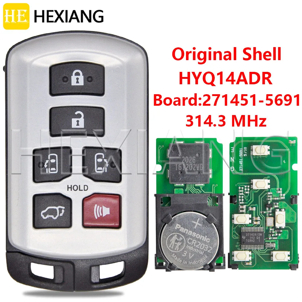 HE HYQ14ADR ID74 Chip 314.3MHz Board 271451-5691 Car Remote Key for Toyota Sienna 2011 2012 2013 2014 2015