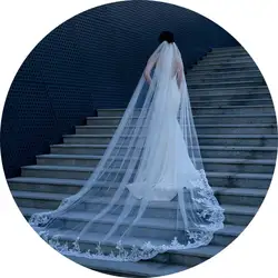 Lakshmigown 3m Long Wedding Veils with Comb New Mariage Bridal Veil Accessories Lace Appliques