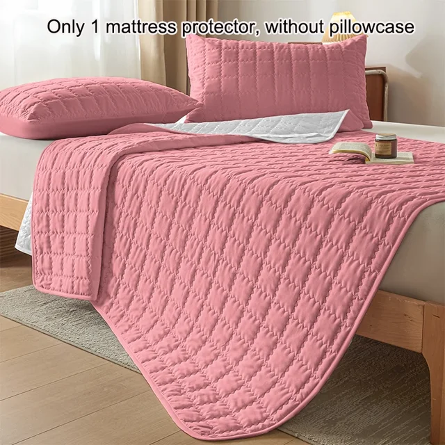 1 housse de protection pour matelas laminé imperméable carré moderne simple, housse de lit rose pâle pour chambre à coucher, literie (sans taie d'oreiller) 2