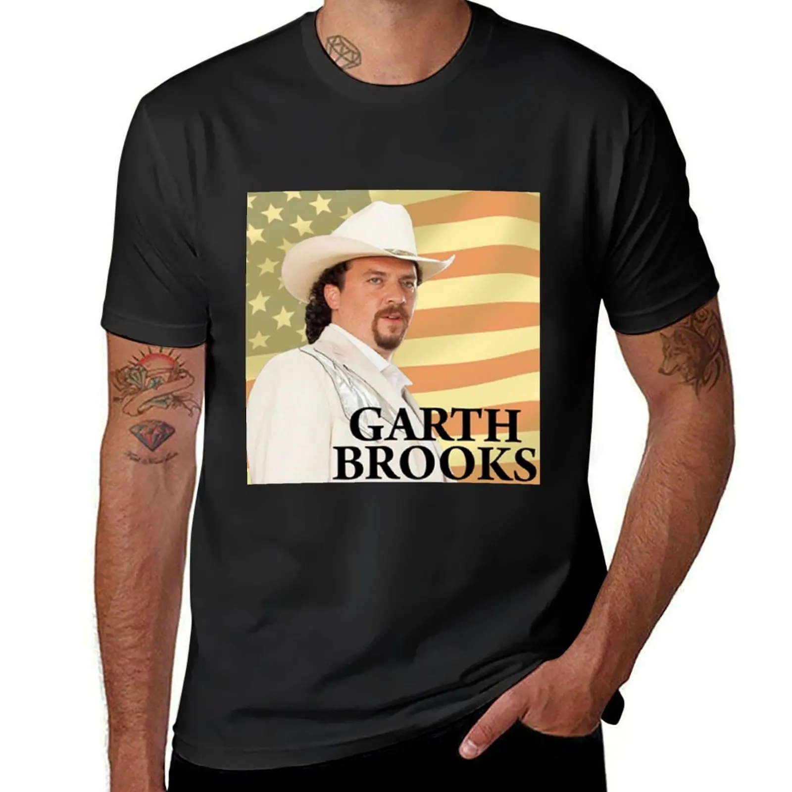 Garth Brooks American Flag T-Shirt oversize t-shirts man shirts - Technical View