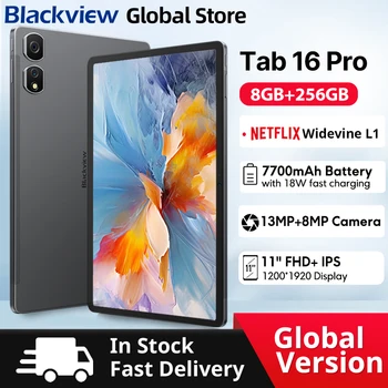 2024 Blackview Tab 16 Pro Tablet Android 8GB+256GB 11'' FHD+ Display Widevine L1 7700 mAh Battery Unisoc T616 Tablet PC