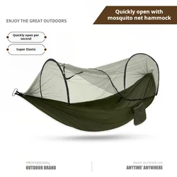Automatic quickly open with mosquito net outdoor single nylon cloth camping jackstay mosquito net hammock anti-mosquito hammock