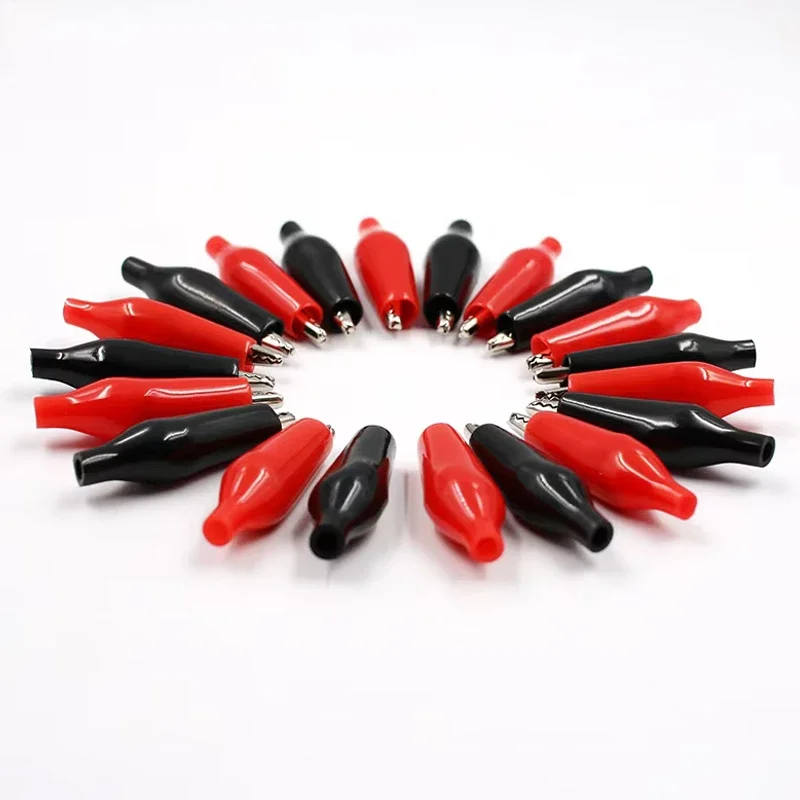 Alligator Clips 20pcs Metal Alligator Clip G98 Crocodile Electrical Clamp Testing Probe Meter Black Red with Plastic Boot Car Auto Battery