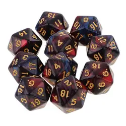 Double - Colored 20 - Sided D20 Dice Set for RPG Games and Math Teaching, Pack of 10 (Red Black -a)