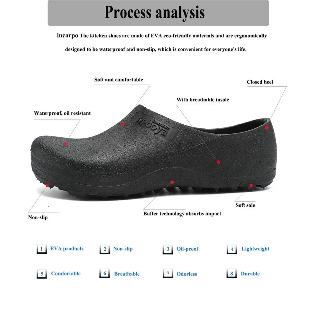 Hotel Kitchen Clogs Non-slip Chef Shoes Casual Flat Work Shoes Breathable Resistant Kitchen Cook Working Size Plus 37-46