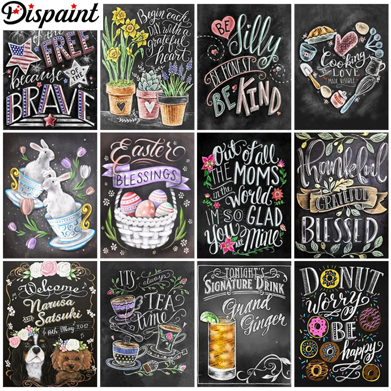 

Dispaint 5D Diamond Painting Full Drill Diamond Embroidery "Scenery Text Flower" Picture Of Rhinestone Handmade Home Decor
