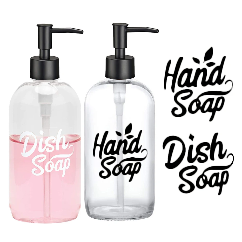 2PCSDISHSOAPHANDSOAPLabelsKitchenBathroomDispenserBottle