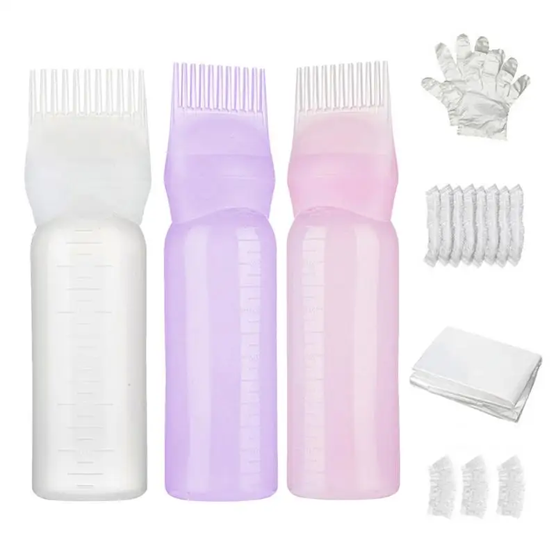 

Hair Dye Refillable Bottle Applicator Comb Multicolor Salon Oil Hair Coloring Hairdressing Styling Tool Hair Oiling Bottle