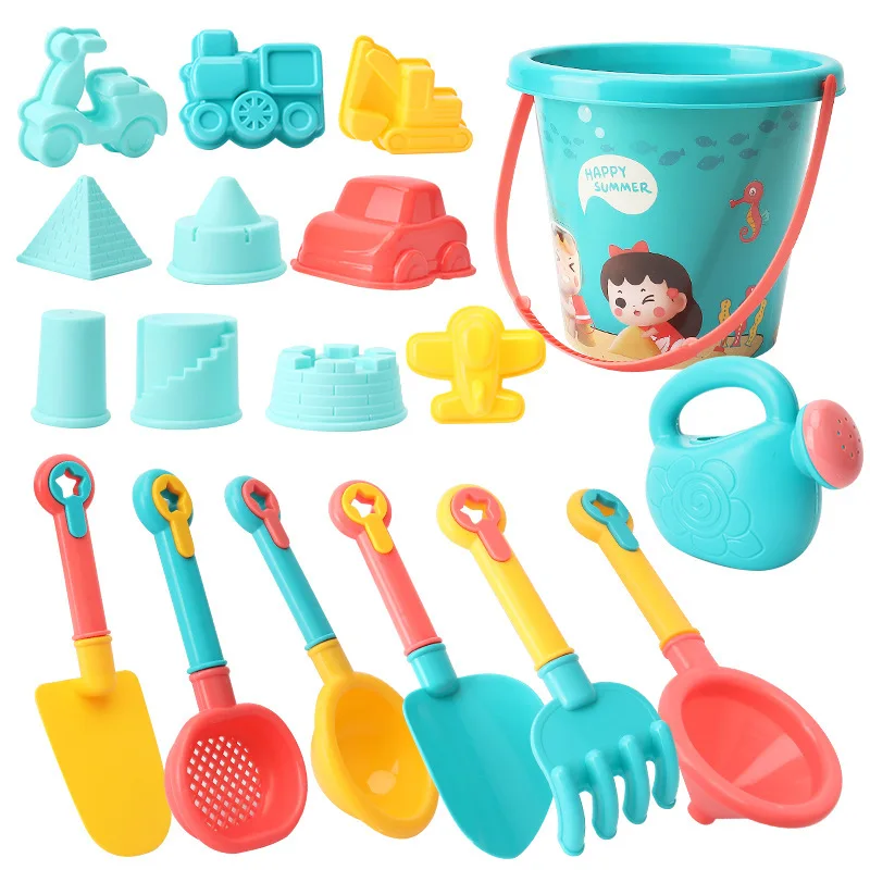 18pcs Summer Children's Beach Toy Set Tools for Parent Child Outdoor Beach Sand Play Water Bucket Shovel Tools 2