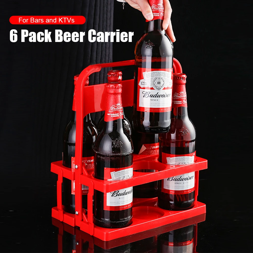 

6 Pack Beer Bottle Holder Foldable Plastic Beer Carrier Rack Holds 6 Bottles of Beer with Handle Reusable Wine Rack for Home Bar