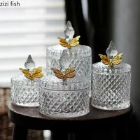 Glass Storage Jars Candy Jar Jewelry Storage Box Golden Butterfly Decorative Crystal Storage Jar with Lid Spice Organizer 1