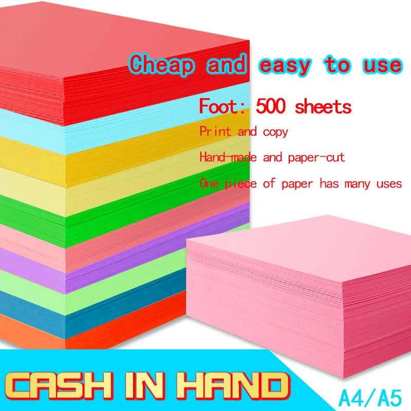 A4 origami 500 pages color paper 70g color printer paper double sided  folding Lucky wish origami Crane craft DIY color clipping