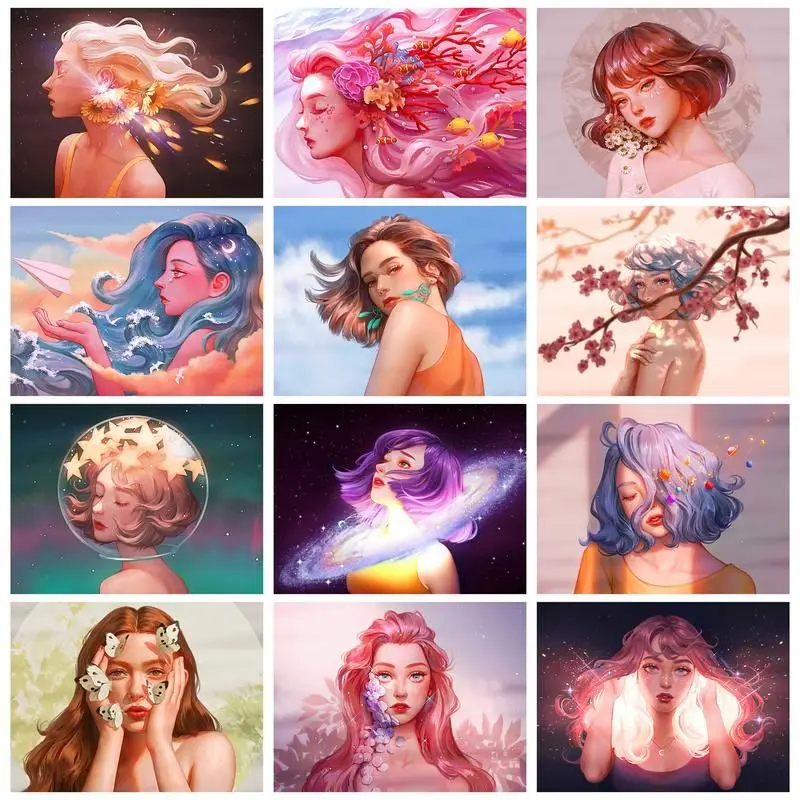 

GATYZTORY Diamond Painting Kits 5D DIY Diamond Art Kit Paint with Round Full Drill Diamonds for Beginners Cartoon Girl Home Wal