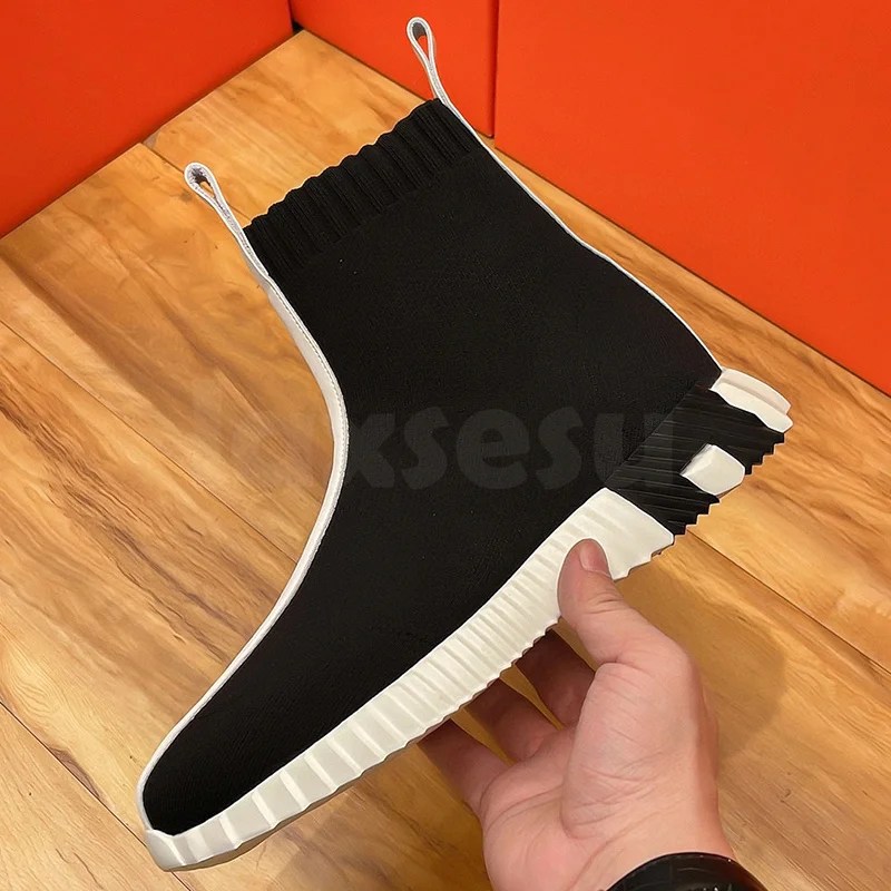 

Men Thick Bottom Boots Spring Autumn 2023 New Stretch Fabric Material Quality Sneakers Fashion Temperament Leisure Boots
