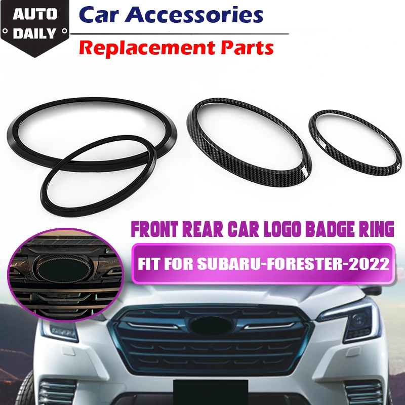 Insignia de logotipo de coche delantero y trasero, cubierta de decoración de anillo, pegatinas de coche ABS, accesorios aptos para 2022 + Subaru XV Forester Outback