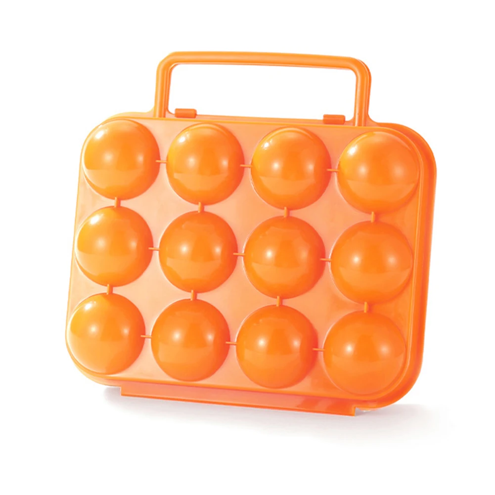12 Grid Egg Container Portable Outdoor Eggs Carrier Protection Box Plastic with Handle Shockproof for Picnic Hiking Travel