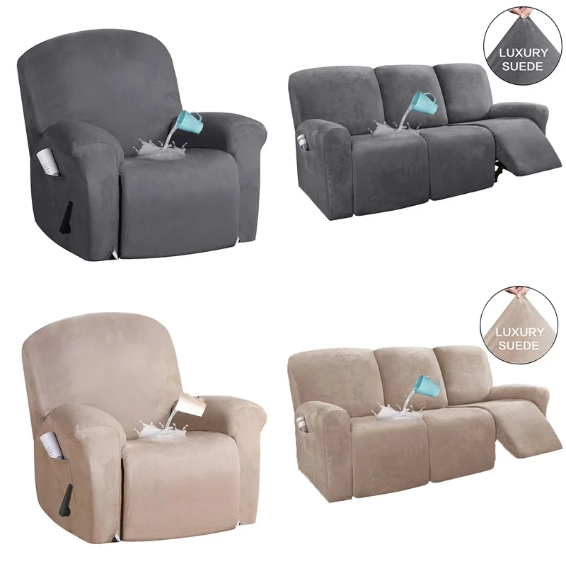 

1 2 3 Seater Recliner Covers Elastic Massage Lounger Sofa Slipcover Suede All-inclusive Armchair Couch Cover Sofa Protector Case