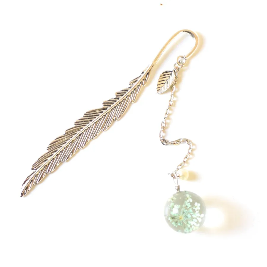

Metal Flower Style Bookmark with Pendant Ball Metal Book Mark Stationery School Office Bookmarks for Book Accessories