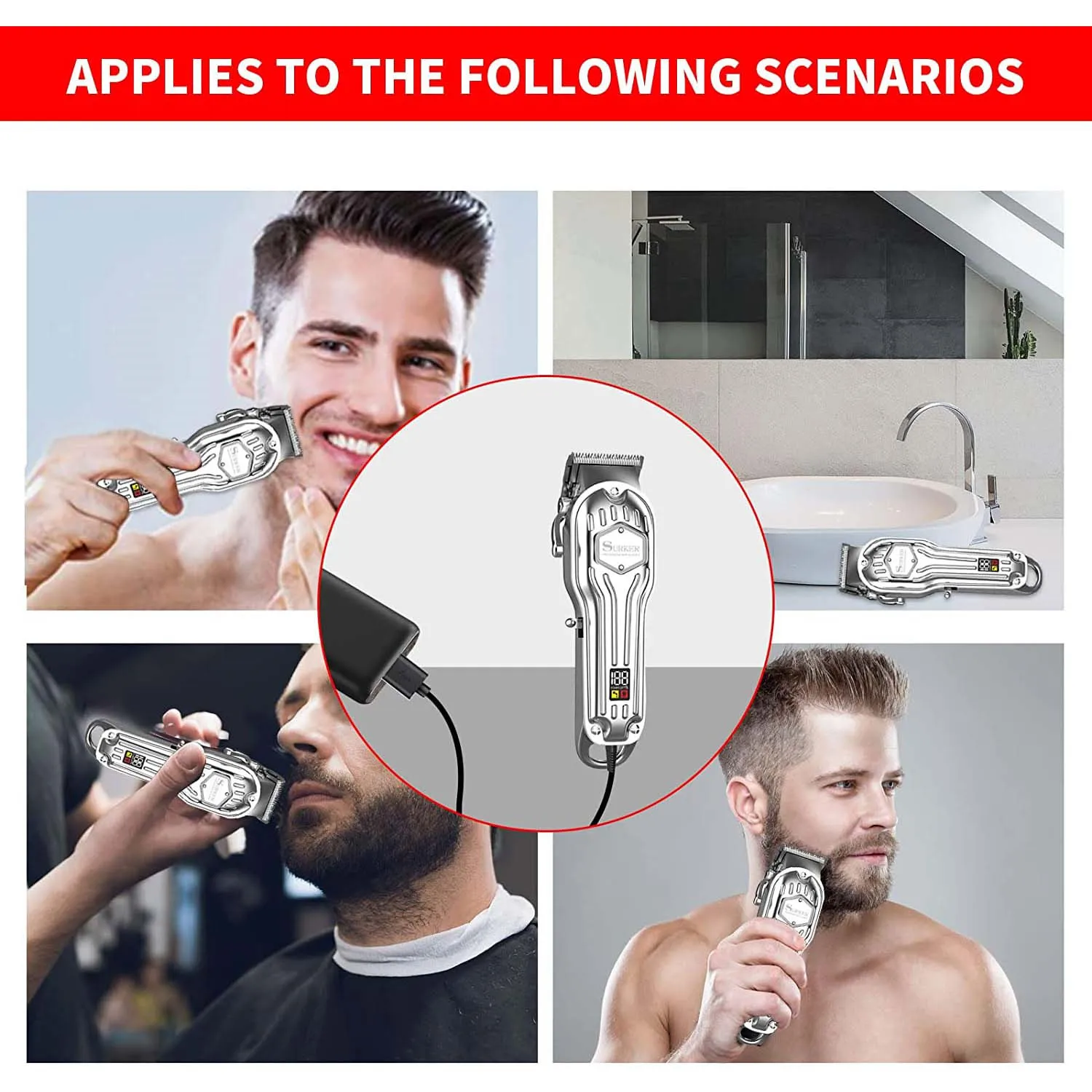 Hair Clipper Charger Cord Compatible with SURKER Mens Hair Grooming Trimmer K7S K7S-Silver K7S-Gold K9S SK-1616 Replacement Power