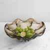 Designer Brown Pleated Skirt Glass Fruit Tray Living Room Coffee Table Storage Tray Office Nut Snack Tray Ornaments 5