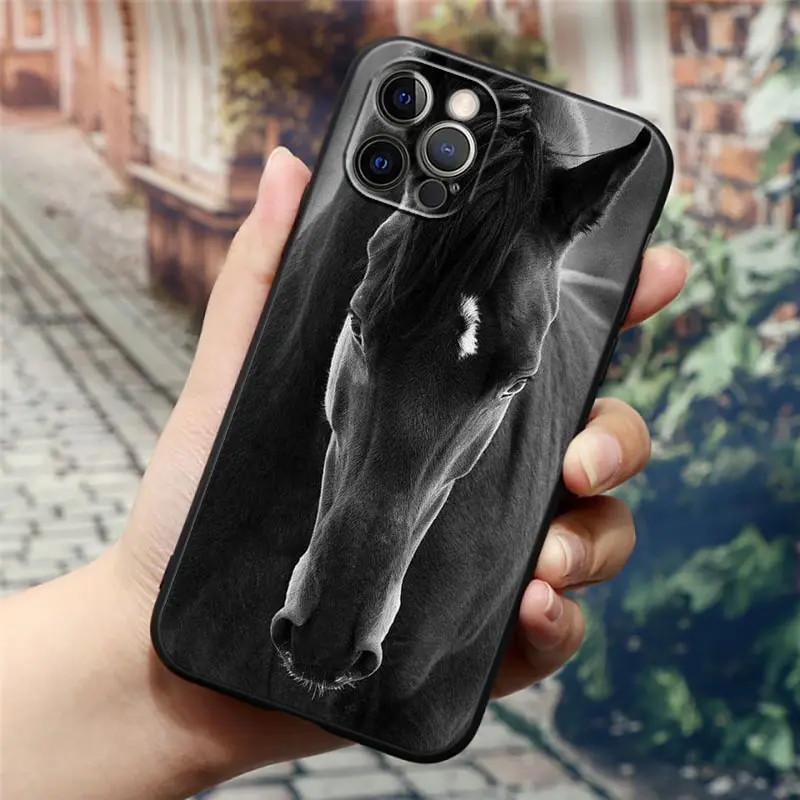 Horse Girl Black Horses Silicone Phone Case Cover