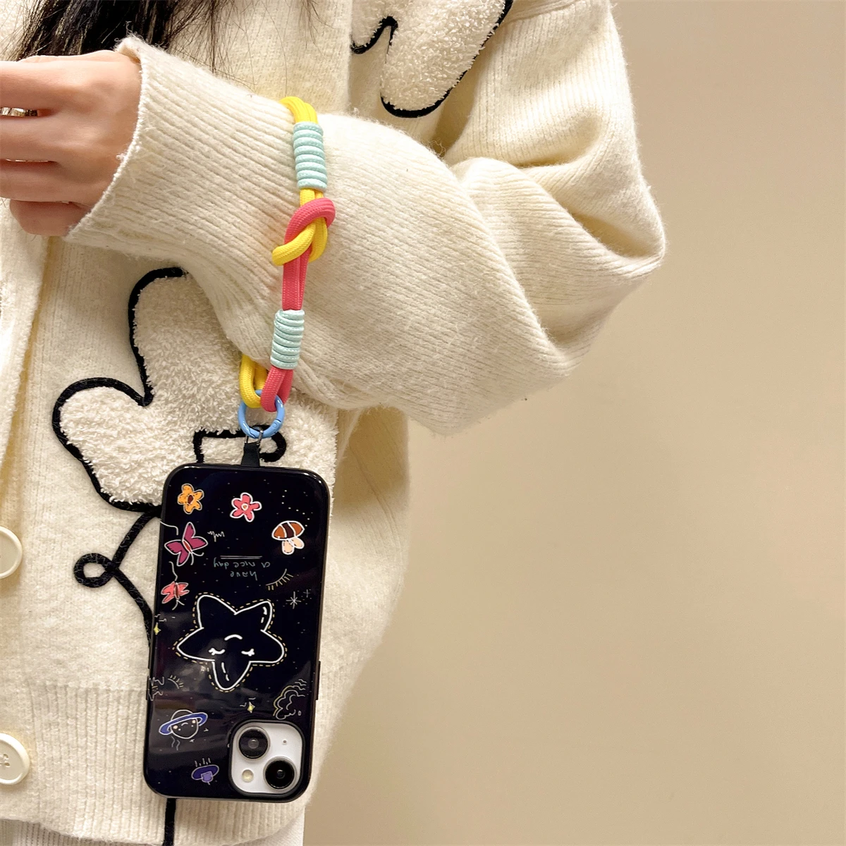 Black Background Stars Two-in-One Film Protective Shell for iPhone
