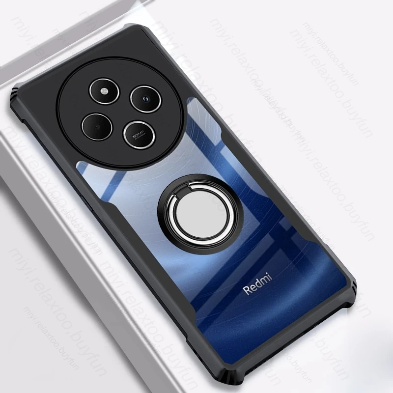 Clear Acrylic Back Cover with Magnet Holder Ring for Smartphone Protection