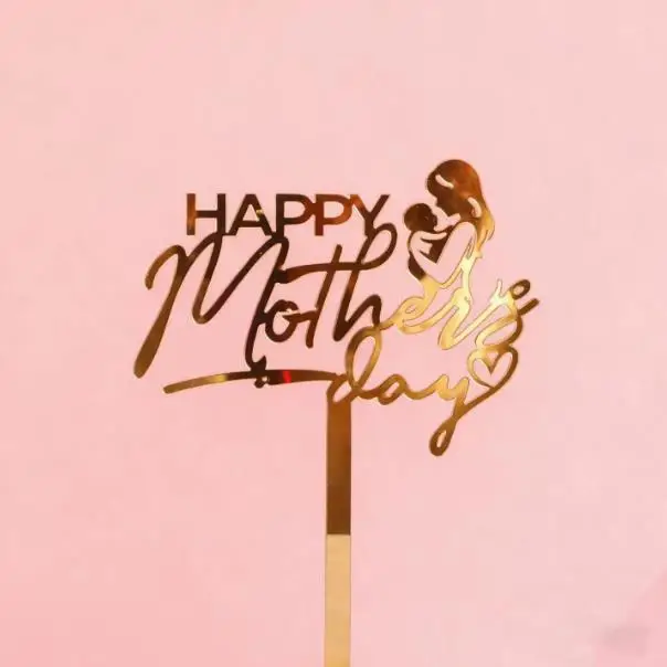Elegant Gold & Red Acrylic MOM Cake Topper - Perfect for Mother's Day Celebrations & Birthday Parties