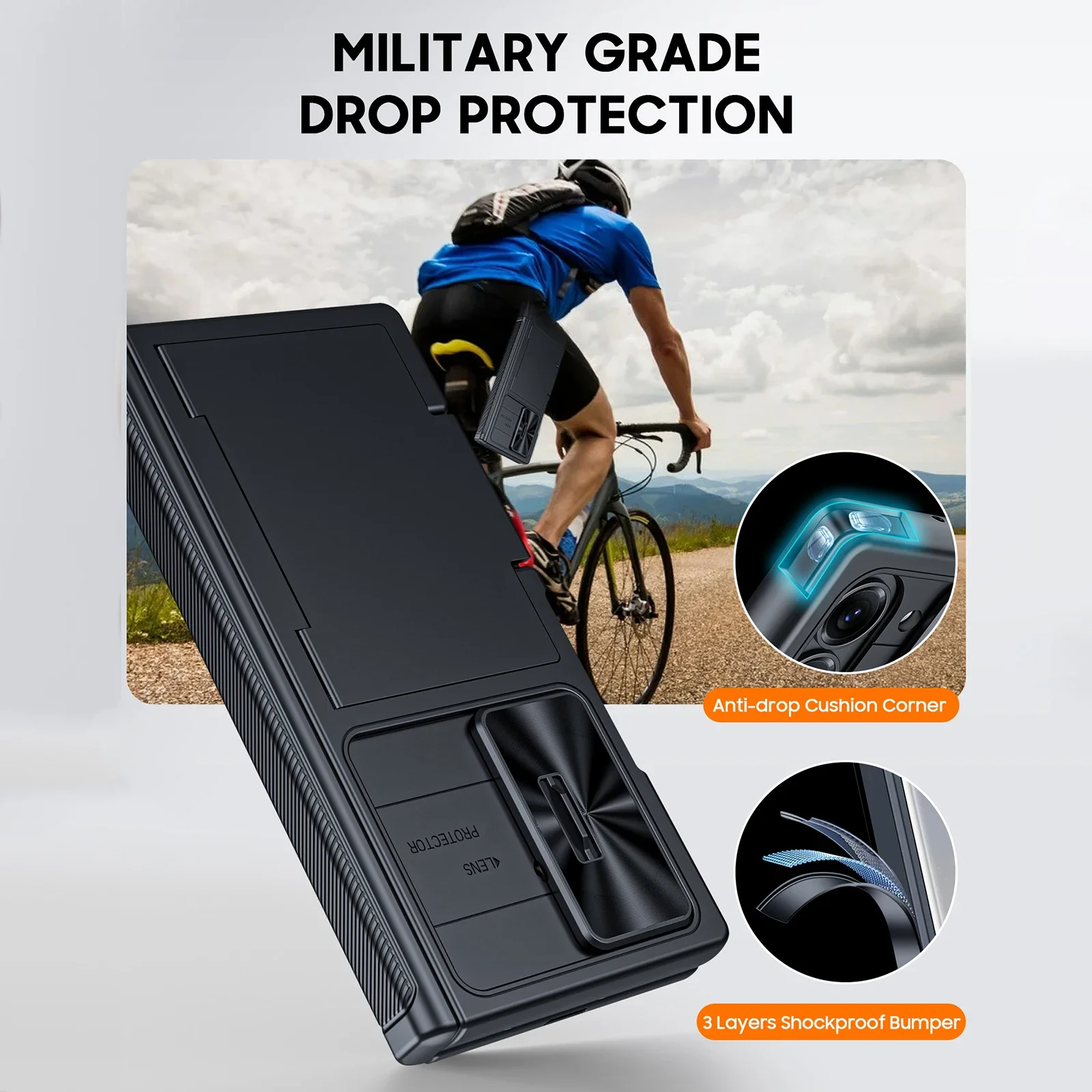 Enhanced Protective Black Wallet Case with RFID Blocking and Card Holder