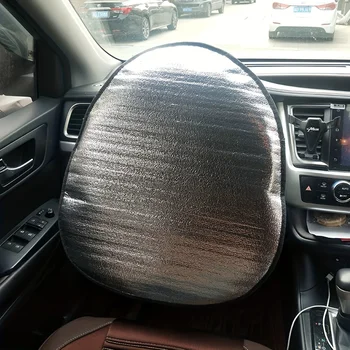 Volante per auto Parasole Doppio spessore Protezione solare Pieghevole Anti-uv Protezione solare Forniture per auto Coprivolante per auto Argento