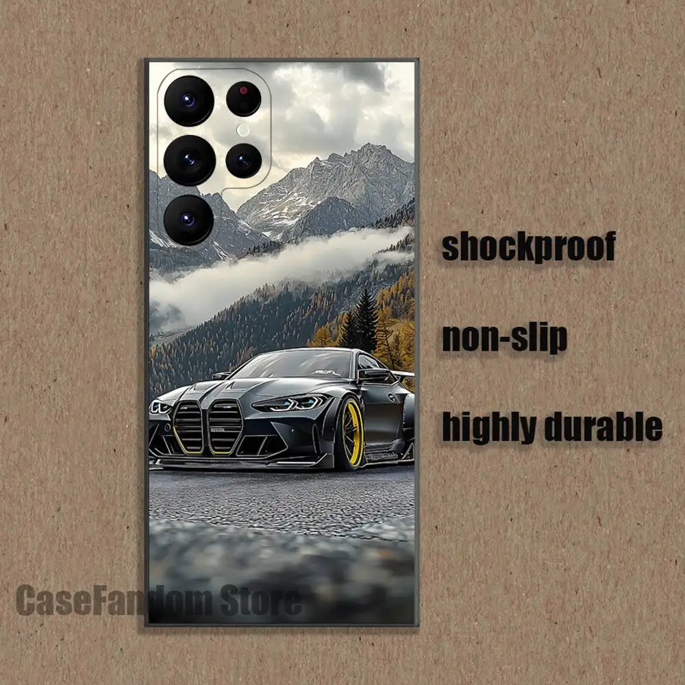 Monochrome Automotive-Inspired Phone Case - Sleek Black Cover