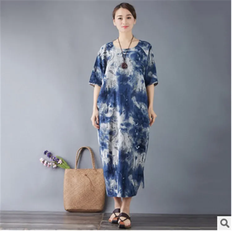 

Summer Cotton and Linen National Wind Dress