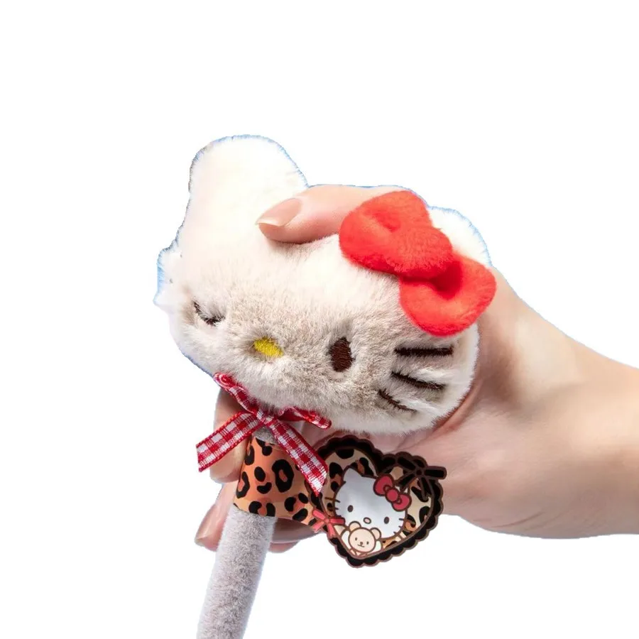 카와이 산리오 헬로 키티 플러시 인형 펜 크리 에이 티브 블랙 볼펜 귀여운 애니메이션 문구 학생 학교 용품 소녀 선물