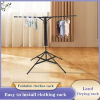 Foldable Standing Clothes Rack Home Floor Standing Clothes Rack Balcony Outdoor Drying Rack Bedroom Easy to Install Clothes빨래건조대 1