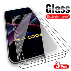 Ultimate 3-Piece 9H Tempered Glass Screen Protector Case Set for Poco X7 Pro 5G (Transparent-3Pcs)