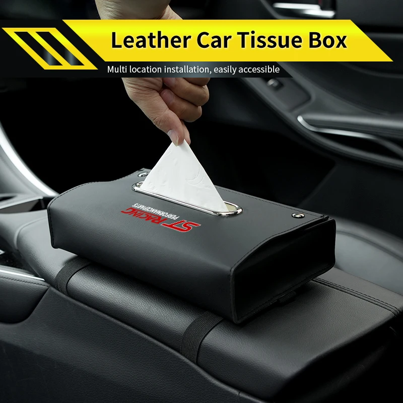 가죽 자동차 티슈 보관함 대시보드 티슈 홀더 액세서리 포드 ST 라인 레이싱 RS S 쿠가 피에스타 퓨전 머스탱용