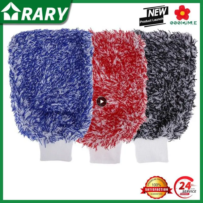 Auto Wash Soft Absorbancy Glove High Density Ultra Soft Microfiber Auto Detailing Sponge Plush Glove Car Cleaning Towel