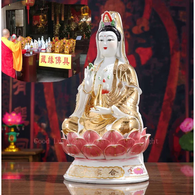 

Southeast Asia HOME SHOP Temple FENG SHUI Avalokitesvara Guanyin Bodhisattva Buddha Ceramic Bless peace safe health good luck