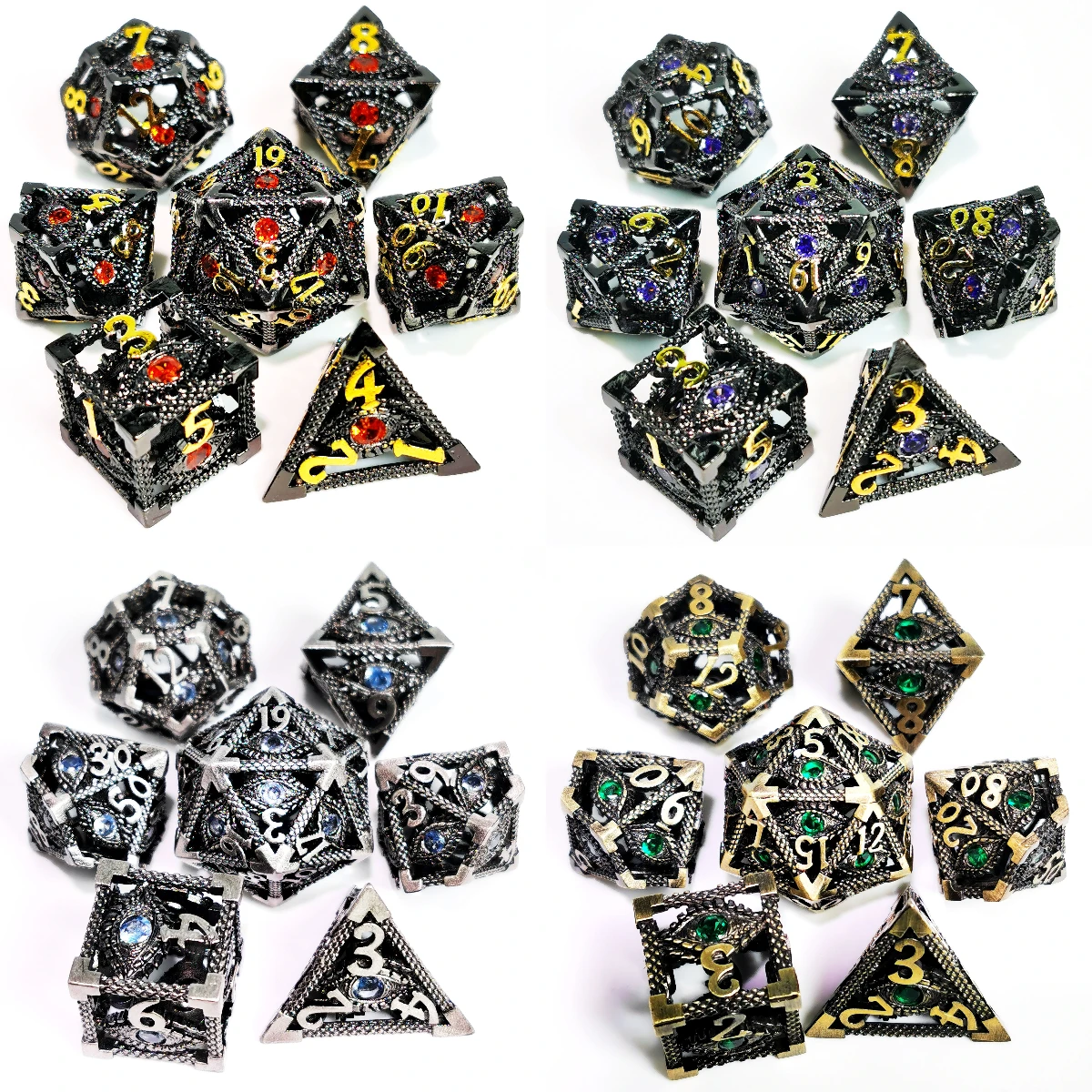 DnD Metal Dice Set - Hollow Dragon Eye Green D&D Dice with Zinc Alloy Core, 7 Polyhedral RPG Dice for Dungeons & Dragons 6