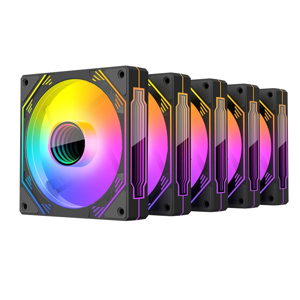 120mm Chassis Fans 1800 RPM 5V 3Pin ARGB 12V 4PIN PWM Addressable RGB Case Fan Multifaceted Infinity Mirror ARGB Light Effect