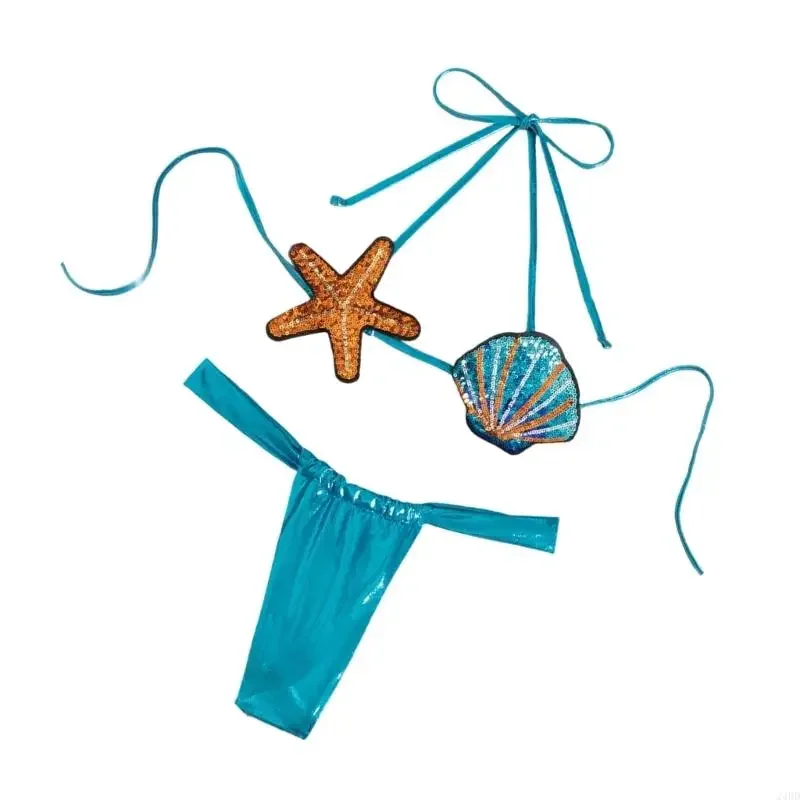 Frauen Schwimmen Kostüm Set Zwei Stücke Split Badeanzüge Seesterne Bademode Weiblichen Niedrigen Taille Badeanzug für Urlaub – Detail 1