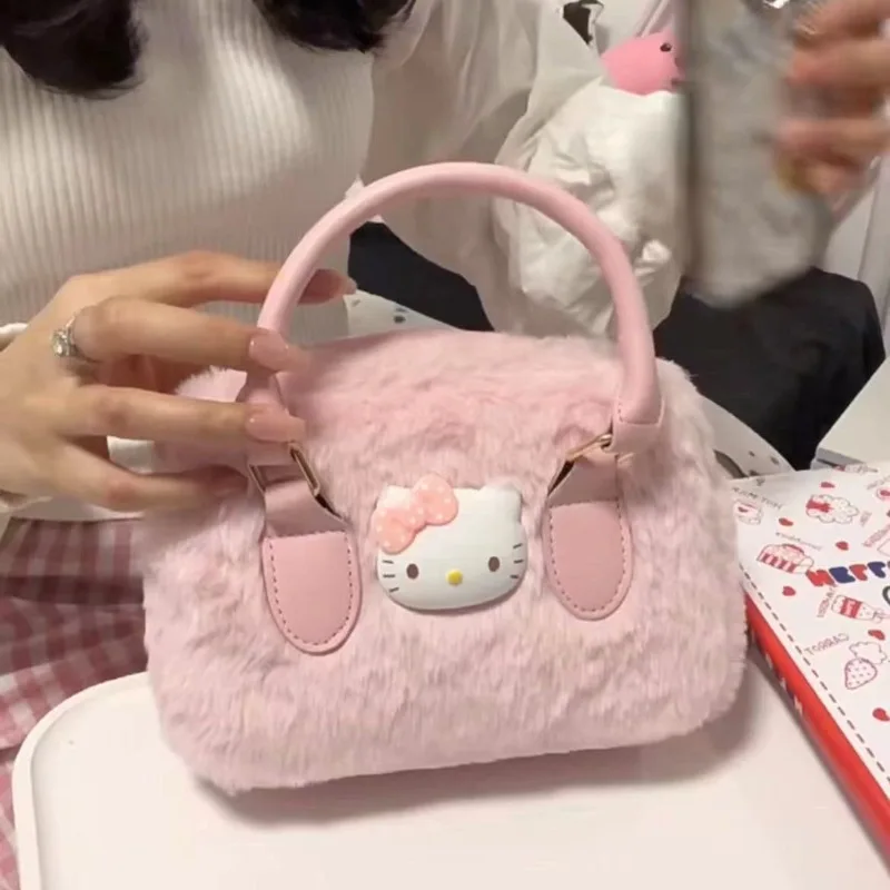 

Hello Kitty Cute Plush Handbag Kawaii Anime A Girl's Heart Messenger Bag Fresh and Sweet Christmas Halloween Girls Gifts