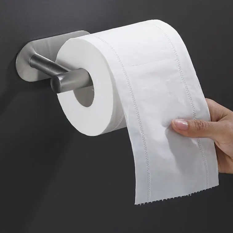 Wall Mounted Toilet Paper Holder Rustproof Anticorrosion Stainless Steel Bathroom Kitchen Roll Paper Toilet Holder No Punching