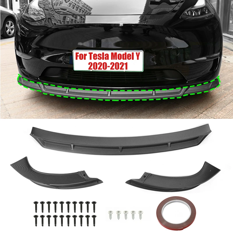 

3pcs/set Car Front Bumper Lip Body Kit Spoiler for Tesla Model Y 2020-2021